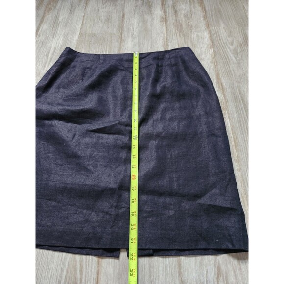 VTG Valerie Stevens Petite Pure 100% Linen Navy Blue Skirt Pnecil Hidden Zip 14 - Picture 5 of 8
